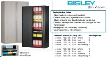 Roldeurkast BISLEY 4 legborden H198cm zwart