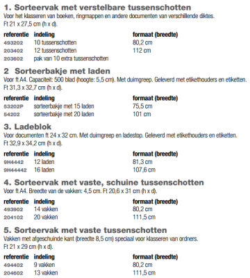 Sorteerbakje met 20 laden ft A4 Open vakkenset grijs
