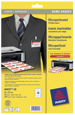 Avery naambadges ft 54 x 90 mm, 200 stuks, recycled