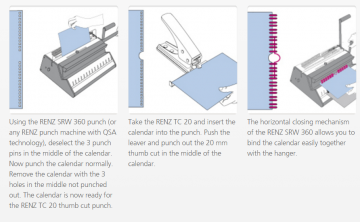 Complete Kalender Kit (machine SRW360, bindringen, duimstans TC20  en kalenderhangers) Renz 3:1