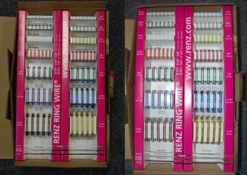 Sample box Renz wire-O metalen bindringen en kalenderhaken monsterdoos
