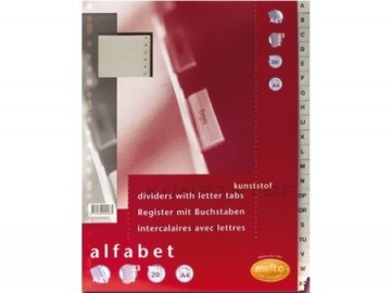 Tabbladen Multo 23-gaats 7042020 alfabet grijs PP
