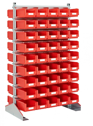 Staande bakkenrekken tweezijdig b 1130 x d 700 x h 1885 mm 90 x 75 l rood