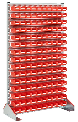 Staande magazijnrekken enkelzijdig b 1130 x d 500 x h 1885 mm 150 x 07 l rood