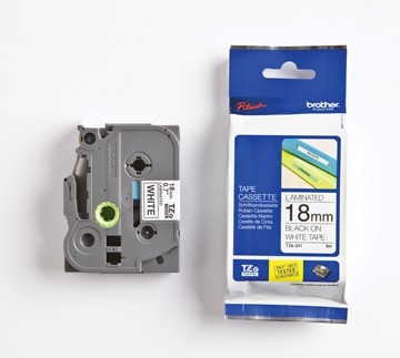 TAPE BROTHER 18MM ZWART OP WIT PAK2