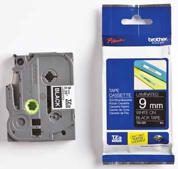 TAPE BROTHER 9MM WIT OP ZWART PAK2