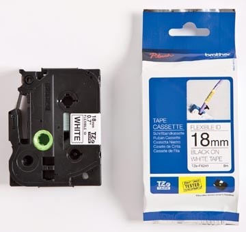 Brother TZe flexibele gelamineerde tape voor P-Touch 18 mm, zwart op wit 