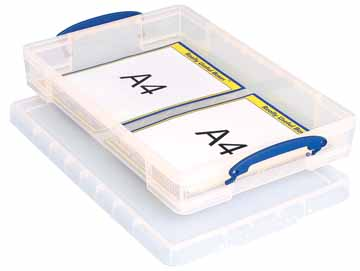Really Useful Boxes transparante opbergdoos 10 l, buitenft 520 x 340 x 85 mm, binnenft 460 x 298 x 70 mm