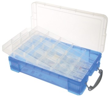 Really Useful boxes gekleurde transparante opbergd blauw