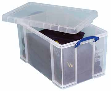 Really Useful Boxes transparante opbergdoos 84 l, buitenft 710 x 440 x 380 mm, binnenft 605 x 365 x 355 m