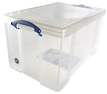 Really Useful Boxes transparante opbergdoos 84 l, buitenft 710 x 440 x 380 mm, binnenft 605 x 370 x 355 m