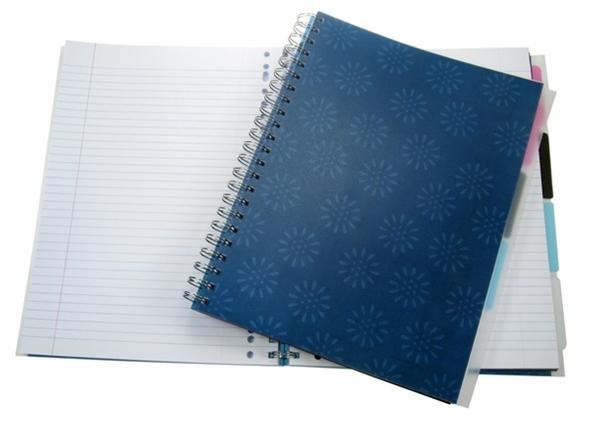 Luxe Schrijfblok (A4) NICHE met 4 tabbladen, donkerblauw - Schrijfblokken A4 - voor al uw kantoorartikelen, inbinden en lamineren met 100% service