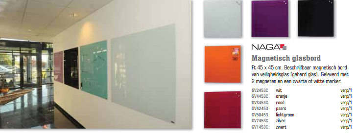 cruise kruipen Post impressionisme Naga magnetisch glasbord Div. kleuren Ft 45 x 45 cm - Glasborden -  Officeknallers voor al uw kantoorartikelen, inbinden en lamineren met 100%  service