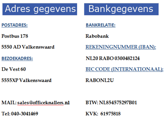contactpagina met adresgegevens www.officeknallers.nl