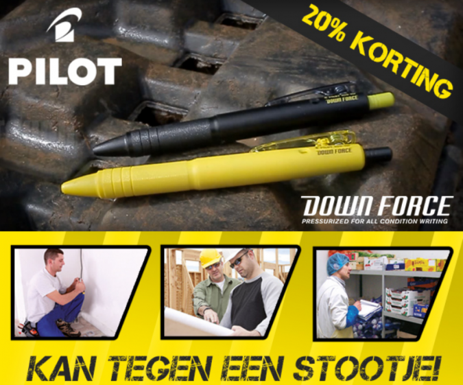 pilot downforce kan tegen een stootje! actie bij www.officeknallers.nl